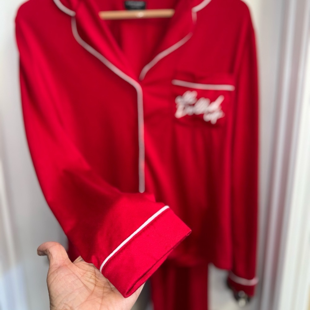 Kate Spade Luxury Small Pajama Set Red All Dolled Up Feminine Whimsical Comfy - Picture 4 of 16